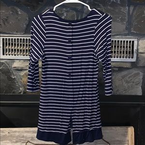 Chris and carol navy striped shirt